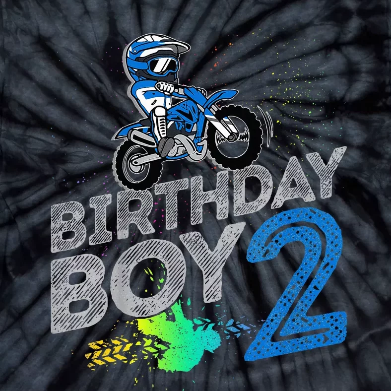 Dirt Bike Rider 2 Years Old Motocross 2nd Birthday Boy Tie-Dye T-Shirt