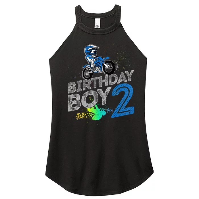 Dirt Bike Rider 2 Years Old Motocross 2nd Birthday Boy Women’s Perfect Tri Rocker Tank