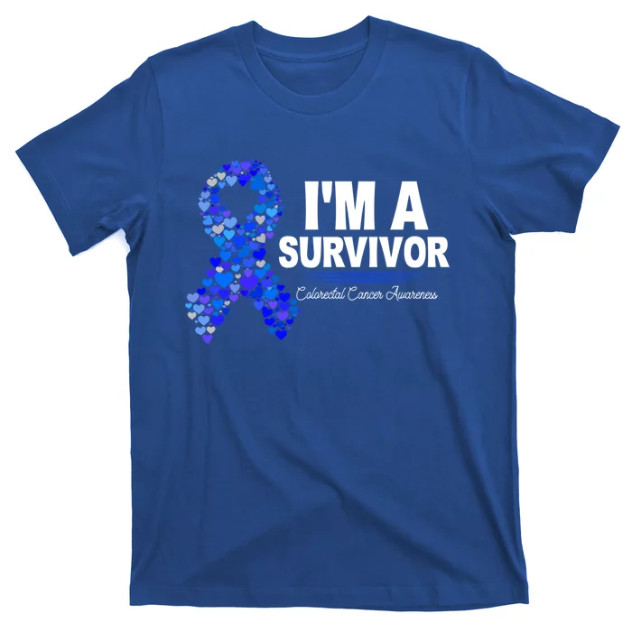 Dark Blue Ribbon Cancer Survivor Colorectal Cancer Awareness Cute Gift T-Shirt