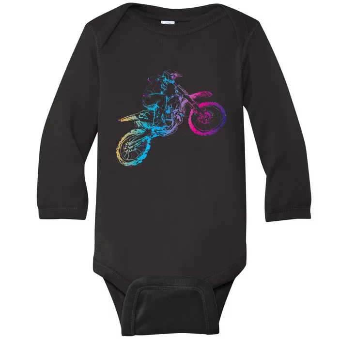 Dirt Bike Riding Motocross Lover Motorcycle Rider Baby Long Sleeve Bodysuit