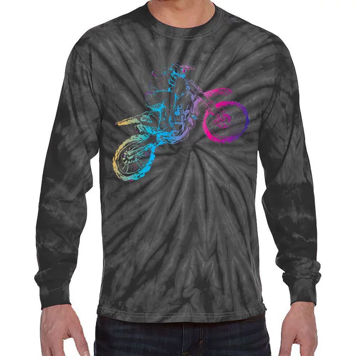 Dirt Bike Riding Motocross Lover Motorcycle Rider Tie-Dye Long Sleeve Shirt