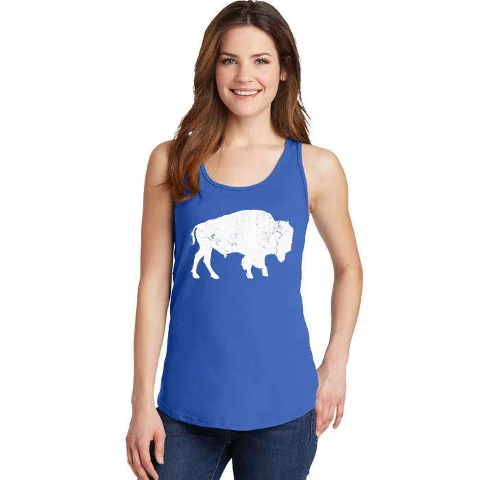 Distressed Buffalo Retro Bison Animal Lover Ladies Essential Tank