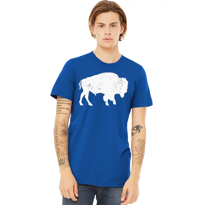 Distressed Buffalo Retro Bison Animal Lover Premium T-Shirt