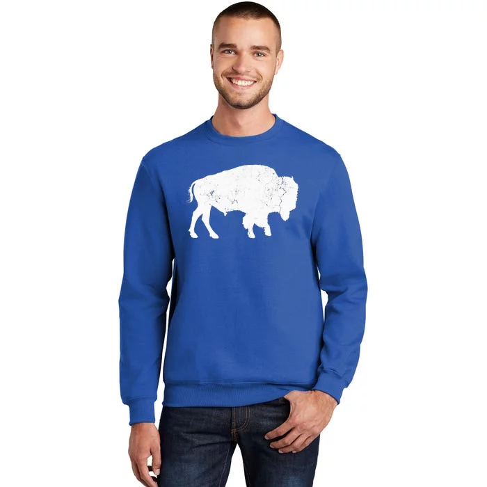 Distressed Buffalo Retro Bison Animal Lover Tall Sweatshirt