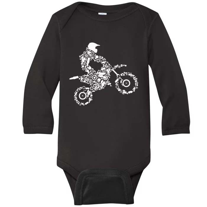 Dirt Bike Rider Motocross Enduro Dirt Biking Gift Baby Long Sleeve Bodysuit