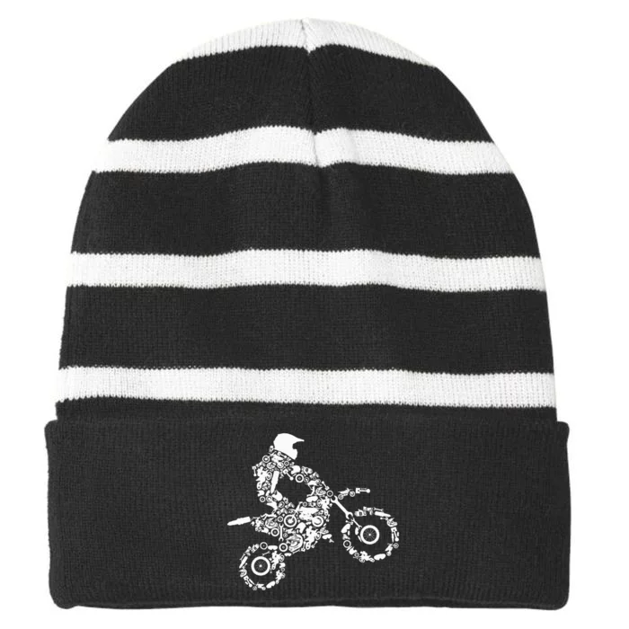 Dirt Bike Rider Motocross Enduro Dirt Biking Gift Striped Beanie with Solid Band