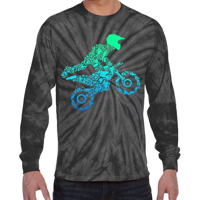 Dirt Bike Rider Motocross Enduro Dirt Biking Gifts Tie-Dye Long Sleeve Shirt