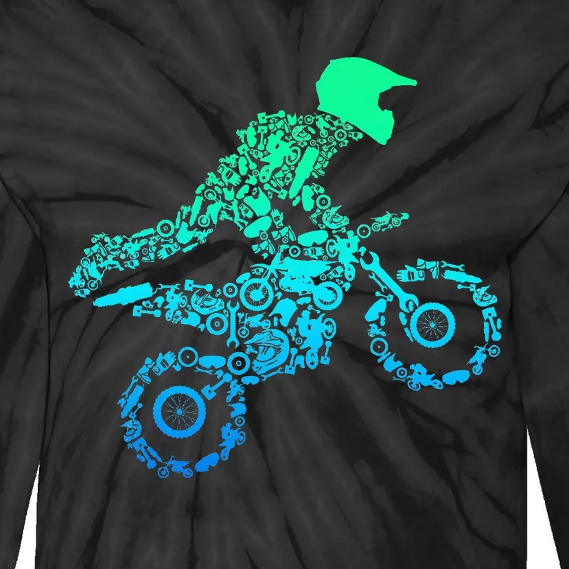 Dirt Bike Rider Motocross Enduro Dirt Biking Gifts Tie-Dye Long Sleeve Shirt