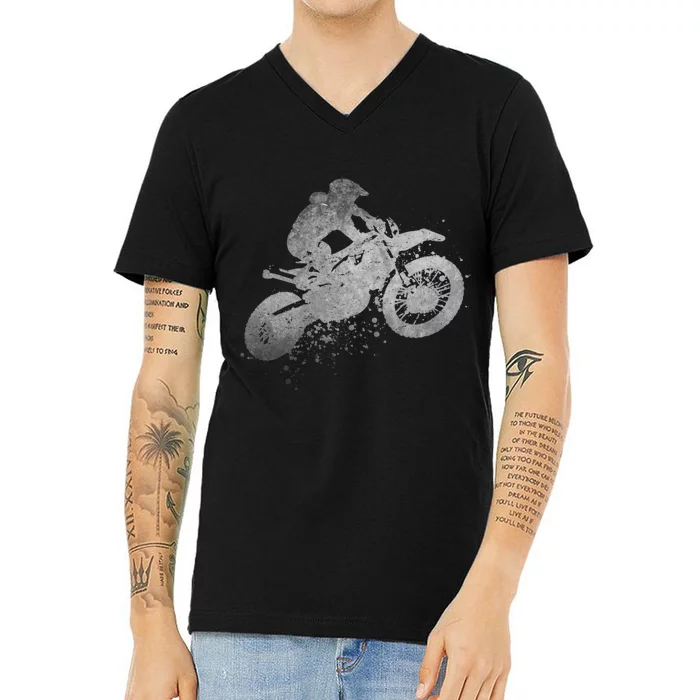 Dirt Bike Rider Racing Extreme Sports Vintage Teen Boy V-Neck T-Shirt