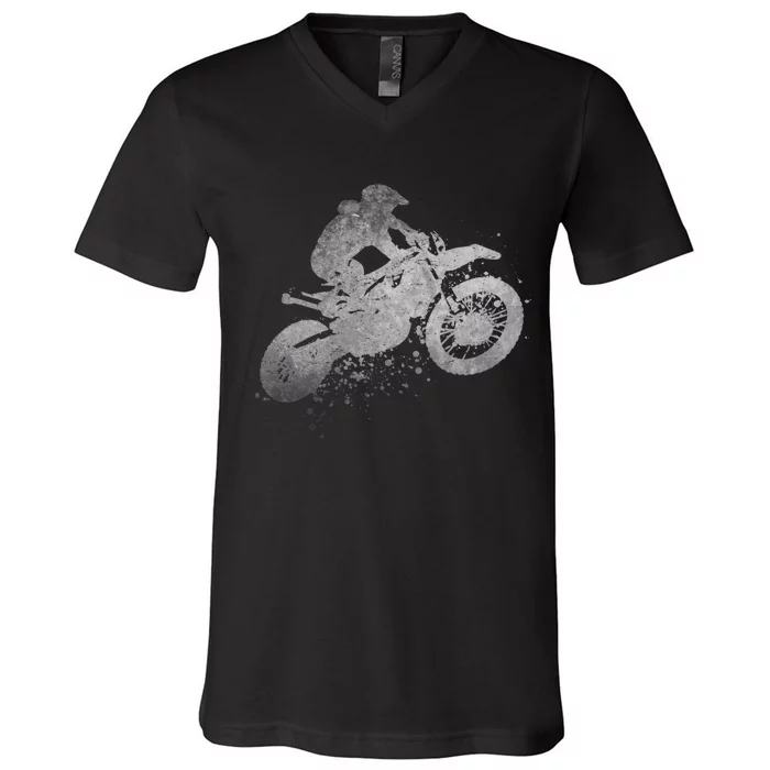 Dirt Bike Rider Racing Extreme Sports Vintage Teen Boy V-Neck T-Shirt