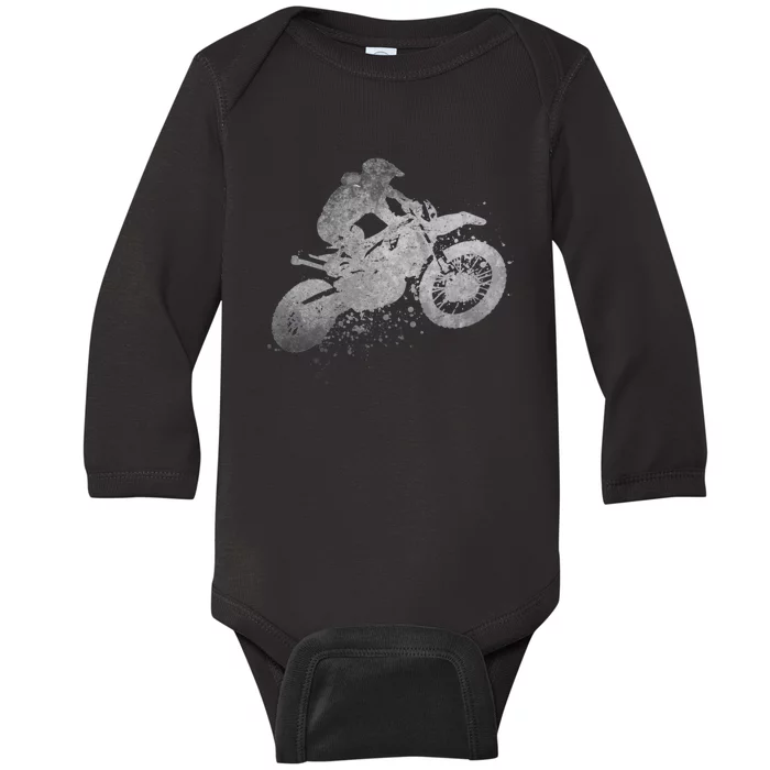 Dirt Bike Rider Racing Extreme Sports Vintage Teen Boy Baby Long Sleeve Bodysuit