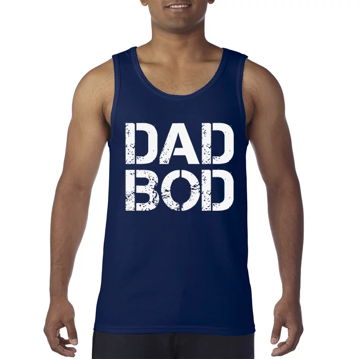 Dad Bod Rough Strong 90s White Stencil Text Tank Top