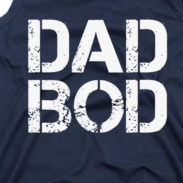 Dad Bod Rough Strong 90s White Stencil Text Tank Top