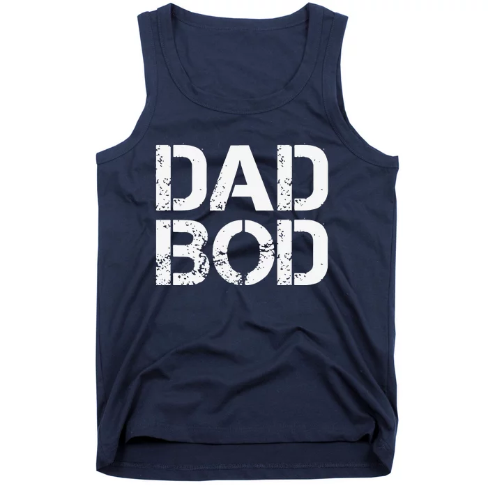 Dad Bod Rough Strong 90s White Stencil Text Tank Top