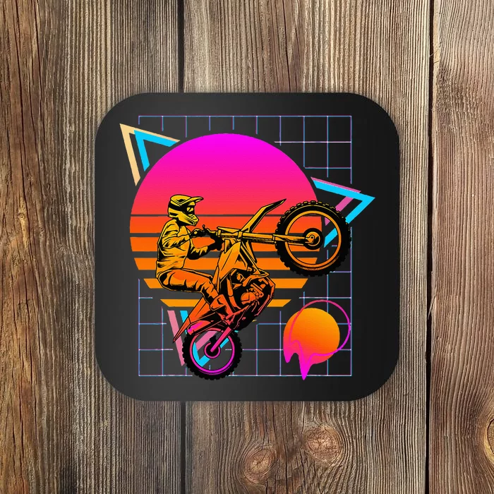 Dirt Bike Retro 80s Style Vintage Motocross Coaster