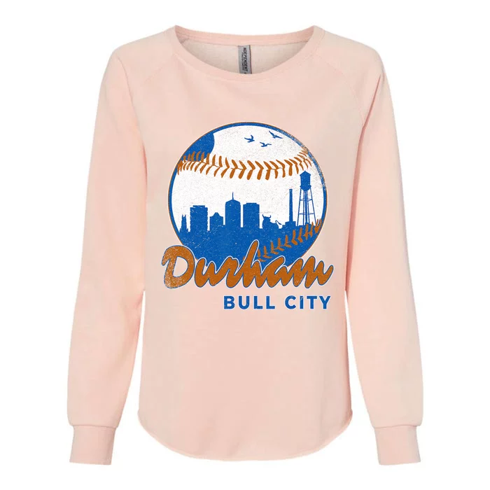 Durham Baseball Skyline Classic Bull City North Carolina Womens California Wash Sweatshirt