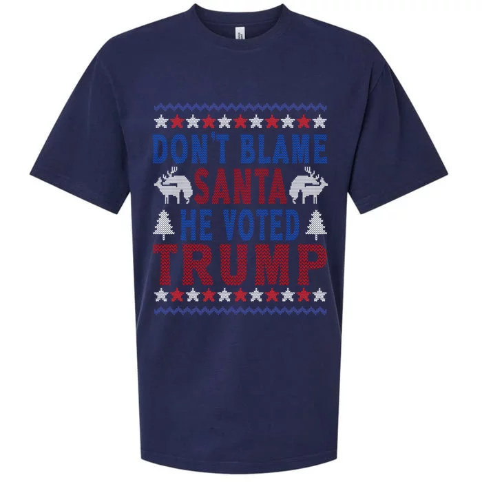 DonT Blame Santa He Voted Trump Ugly Christmas Gift Sueded Cloud Jersey T-Shirt