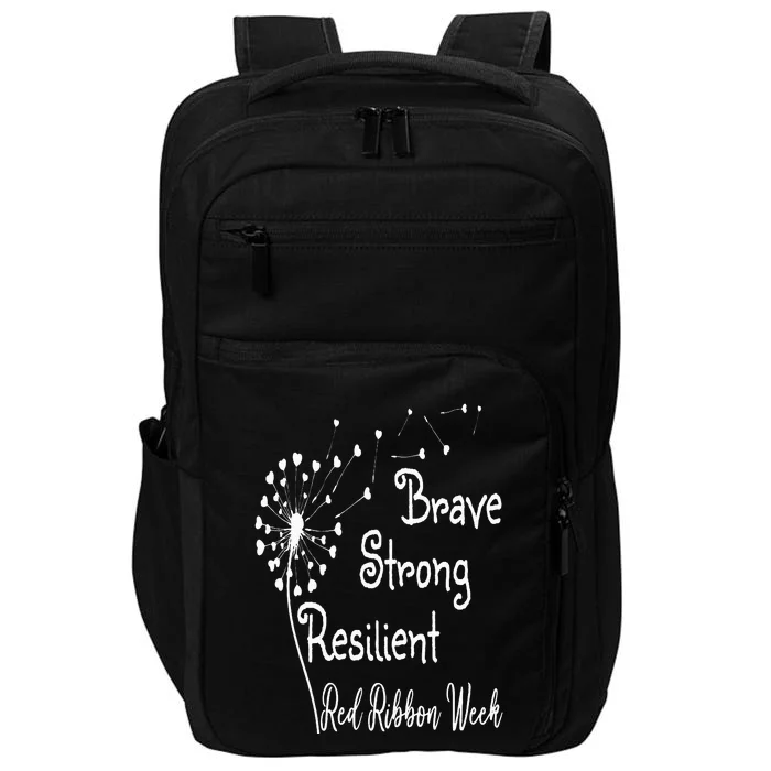 Dandelion Brave Strong Resilient Red Ribbon Week Impact Tech Backpack