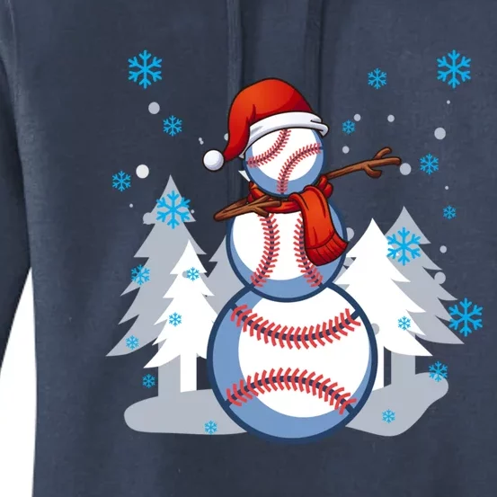 Dabbing Baseball Snow Christmas Funny Dab Ball Gift Women's Pullover Hoodie