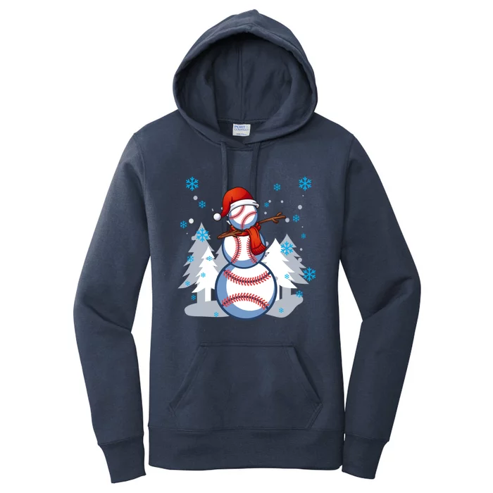 Dabbing Baseball Snow Christmas Funny Dab Ball Gift Women's Pullover Hoodie