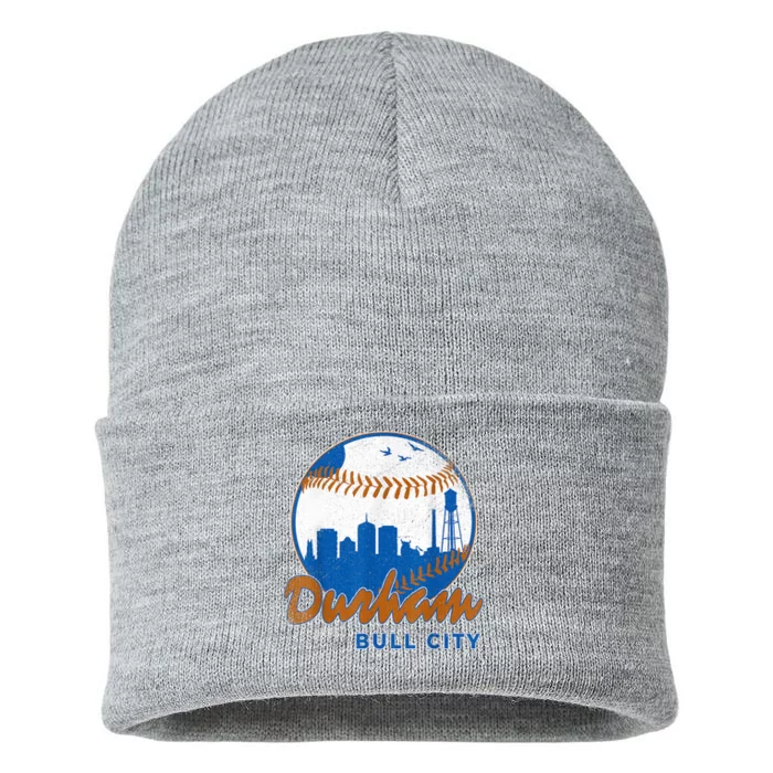 Durham Baseball Skyline Classic Bull City North Carolina Sustainable Knit Beanie