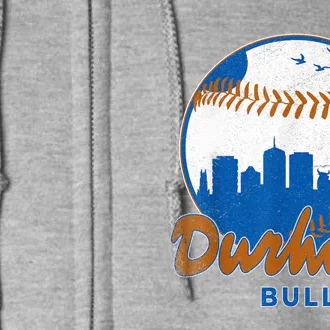 Durham Baseball Skyline Classic Bull City North Carolina Full Zip Hoodie