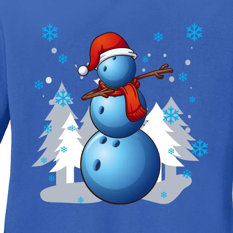 Dabbing Bowling Snow Christmas Funny Dab Ball Cool Gift Ladies Long Sleeve Shirt