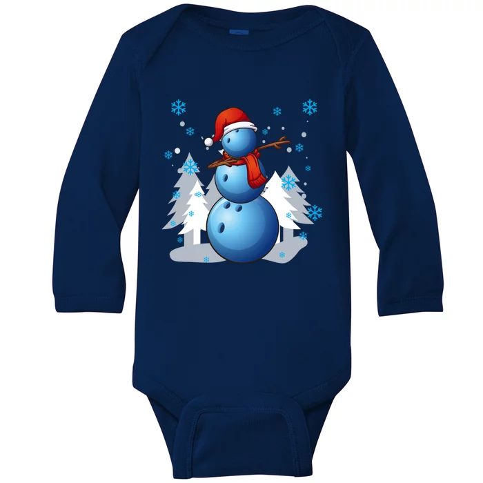 Dabbing Bowling Snow Christmas Funny Dab Ball Cool Gift Baby Long Sleeve Bodysuit