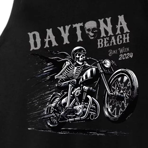 Daytona Beach Skeleton Rider Motorcycle Bike Week Ladies Tri-Blend Wicking Tank