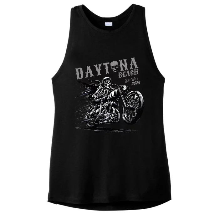 Daytona Beach Skeleton Rider Motorcycle Bike Week Ladies Tri-Blend Wicking Tank