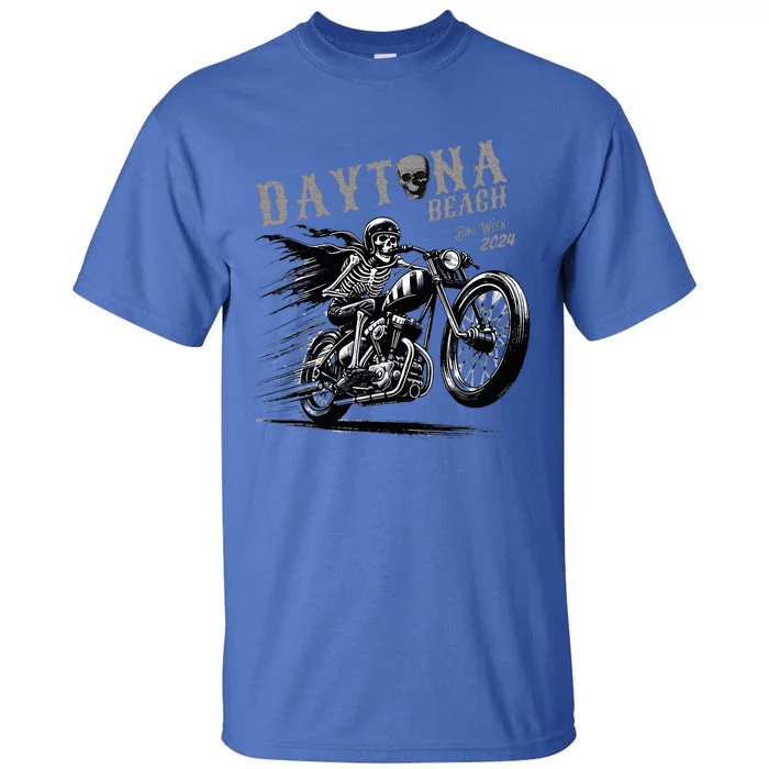 Daytona Beach Skeleton Rider Motorcycle Bike Week Tall T-Shirt