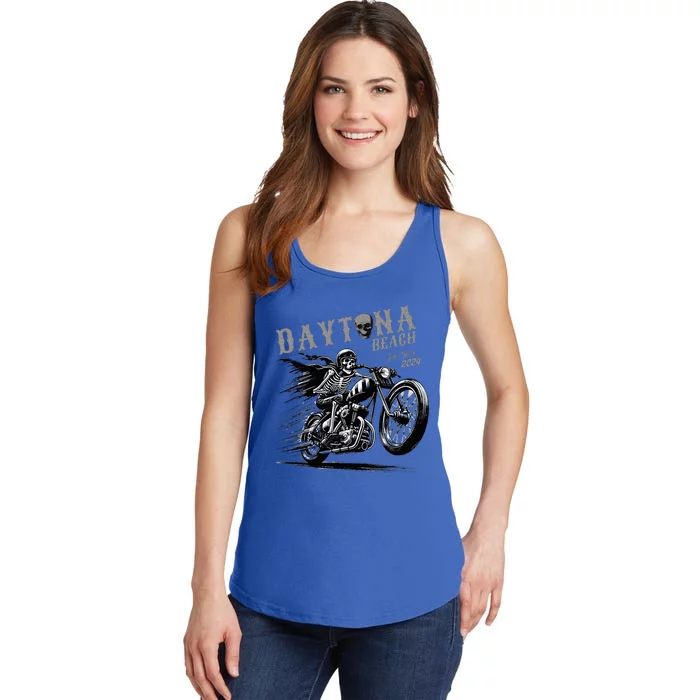 Daytona Beach Skeleton Rider Motorcycle Bike Week Ladies Essential Tank