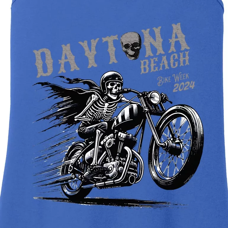 Daytona Beach Skeleton Rider Motorcycle Bike Week Ladies Essential Tank