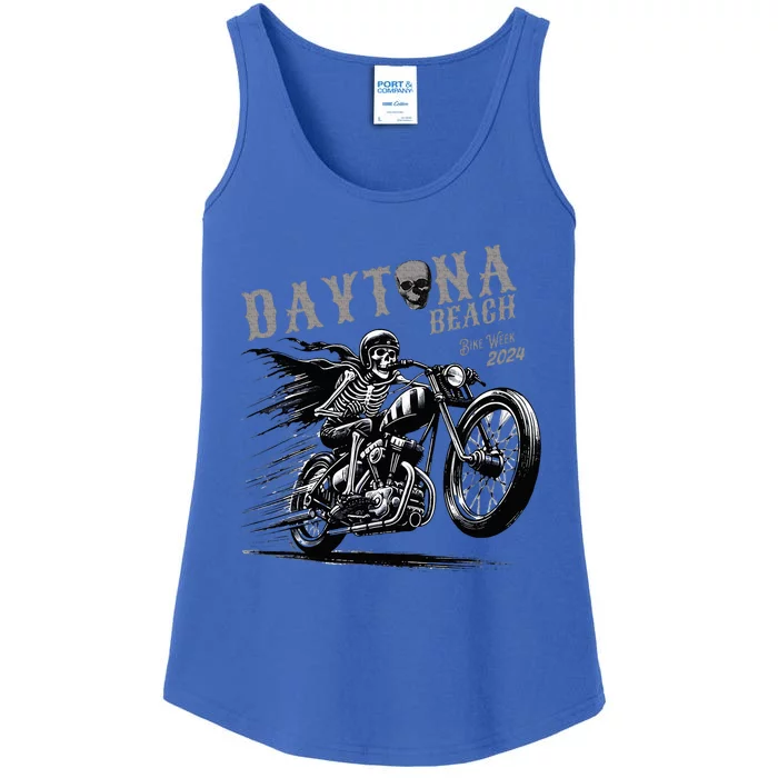 Daytona Beach Skeleton Rider Motorcycle Bike Week Ladies Essential Tank