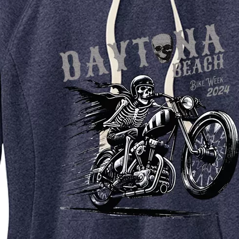 Daytona Beach Skeleton Rider Motorcycle Bike Week Women's Fleece Hoodie