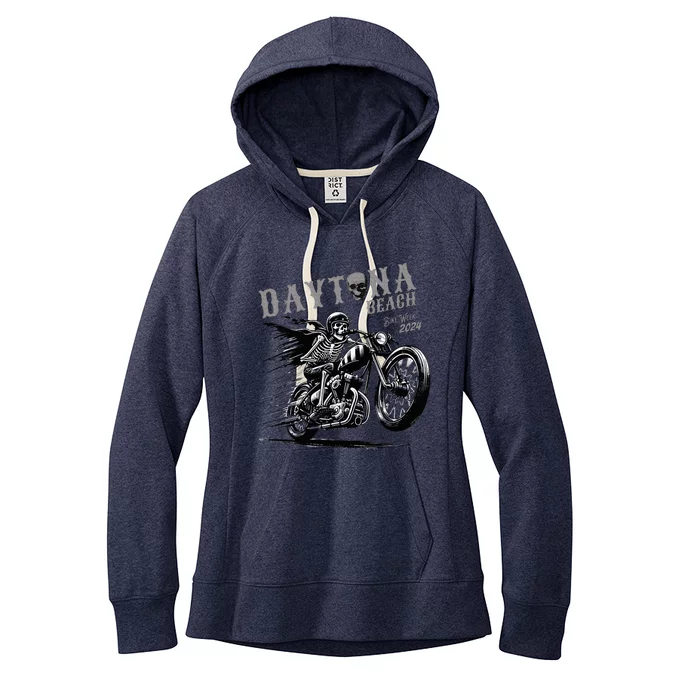 Daytona Beach Skeleton Rider Motorcycle Bike Week Women's Fleece Hoodie