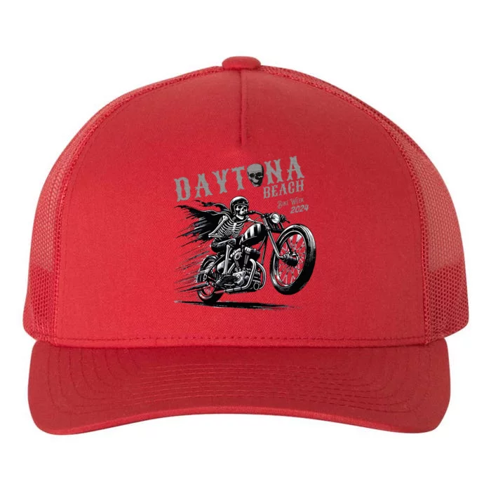 Daytona Beach Skeleton Rider Motorcycle Bike Week Yupoong Adult 5-Panel Trucker Hat