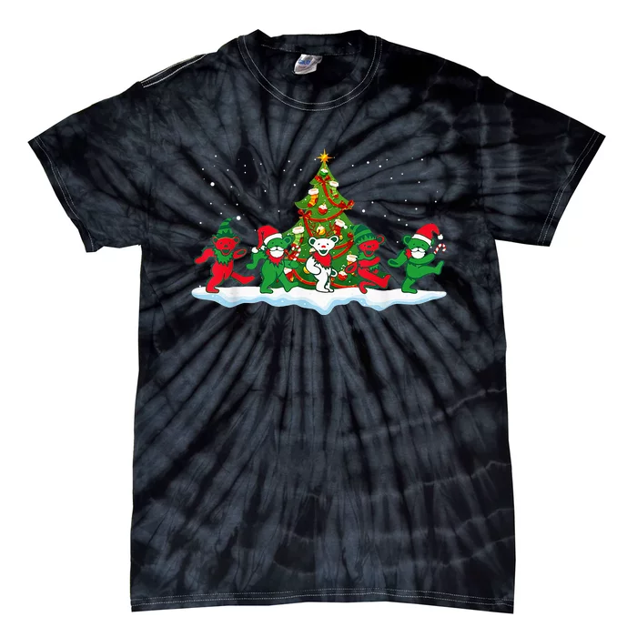 Dancing Bears Santa Elf Bear Xmas Gift Christmas Tie-Dye T-Shirt