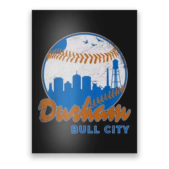 Durham Baseball Skyline Classic Bull City North Carolina Poster