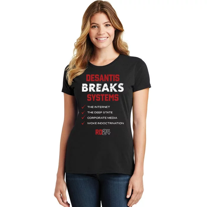 Desantis Breaks Systems The Internet The Deep State Corporate Media Woke Women's T-Shirt