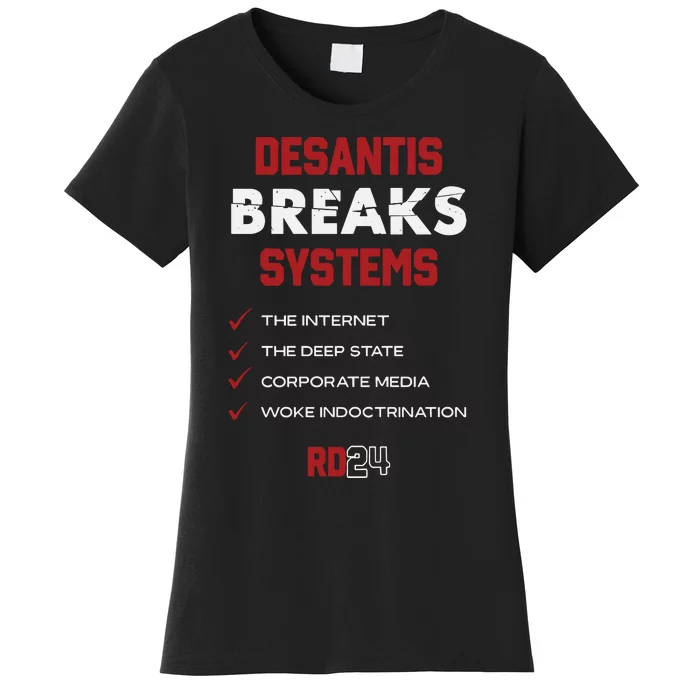 Desantis Breaks Systems The Internet The Deep State Corporate Media Woke Women's T-Shirt