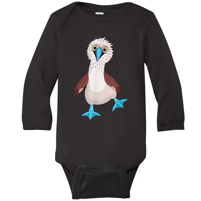 Dancing Booby Sea Bird Footed Blue Feet Drawing Baby Long Sleeve Bodysuit