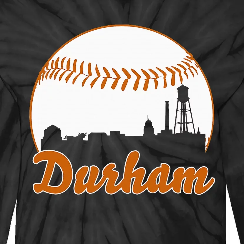 Durham Baseball Skyline North Carolina Tie-Dye Long Sleeve Shirt