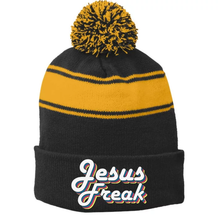 Devotional Bible Scripture Jesus Freak Christian Stripe Pom Pom Beanie