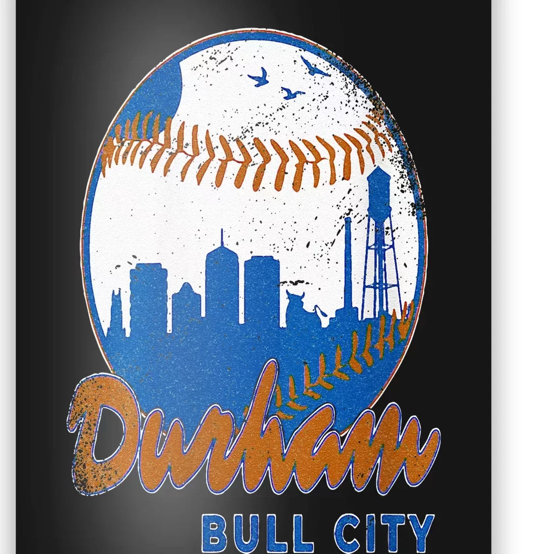 Durham Baseball Skyline Classic Bull City North Carolina Poster