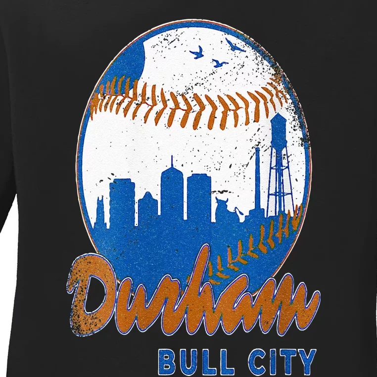 Durham Baseball Skyline Classic Bull City North Carolina Ladies Long Sleeve Shirt