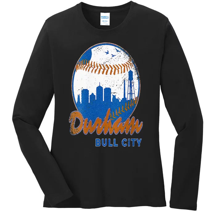 Durham Baseball Skyline Classic Bull City North Carolina Ladies Long Sleeve Shirt