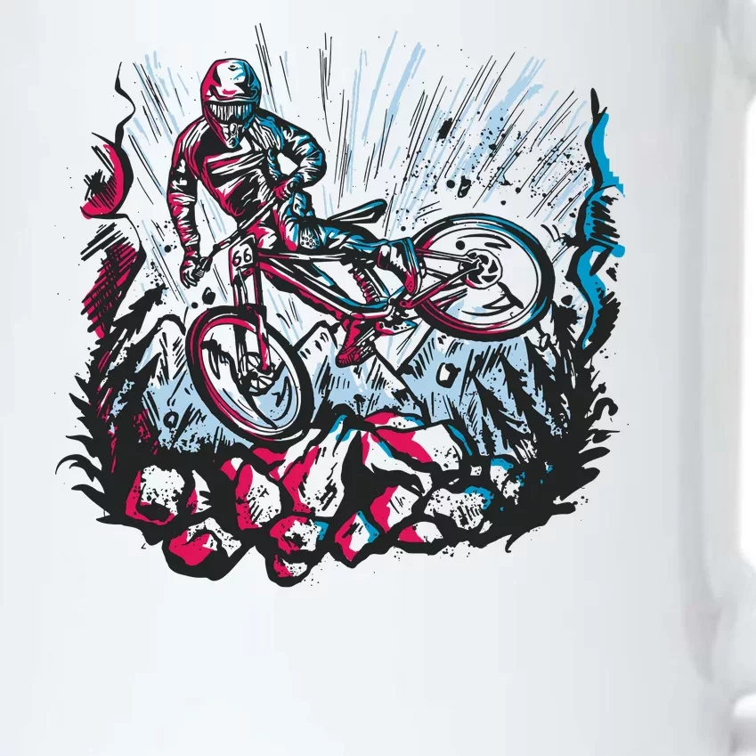 Downhill Biker Stunt Black Color Changing Mug