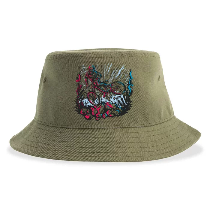 Downhill Biker Stunt Sustainable Bucket Hat