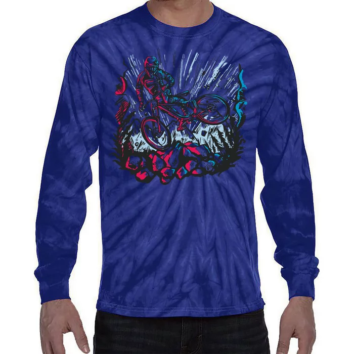 Downhill Biker Stunt Tie-Dye Long Sleeve Shirt